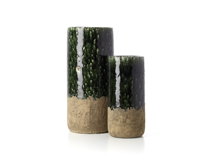 Le Vase Cylindre Moss - Vert Béton - L