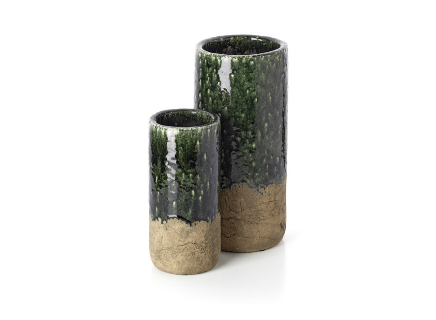 Le Vase Cylindre Moss - Vert Béton - L
