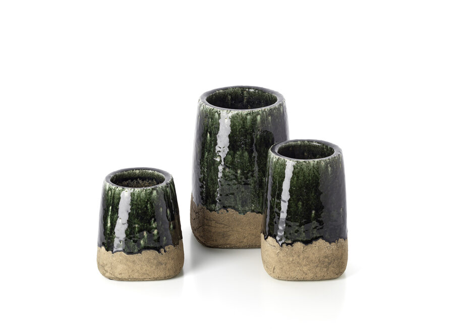 De Moss Kegel Bloempot - Beton Groen - L