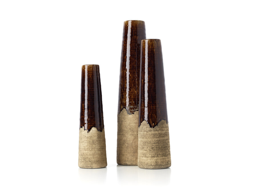 Die Amber Kegelförmige Vase - Betonbraun - L