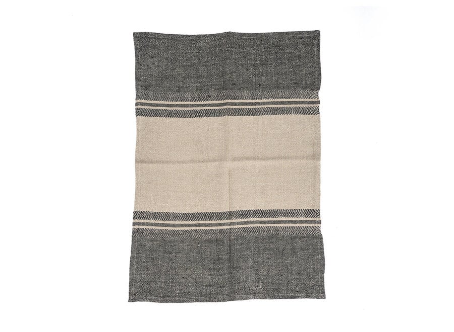 De Linen Dash Keukendoek - Natuurlijk Zwart - 50x70