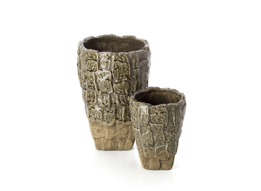 The Rock Texture Vase - Grey Stone - L
