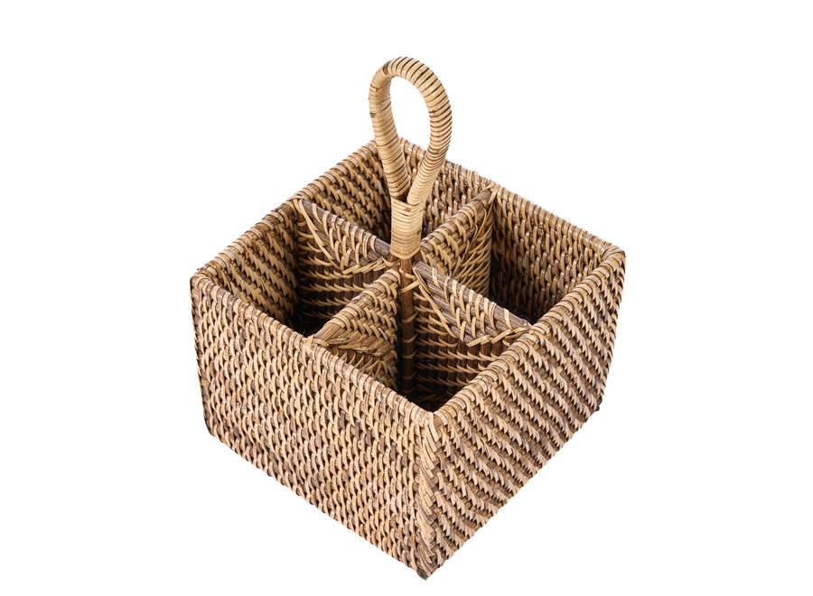 El Porta Cubiertos de Ratán N°4 - Marrón Natural