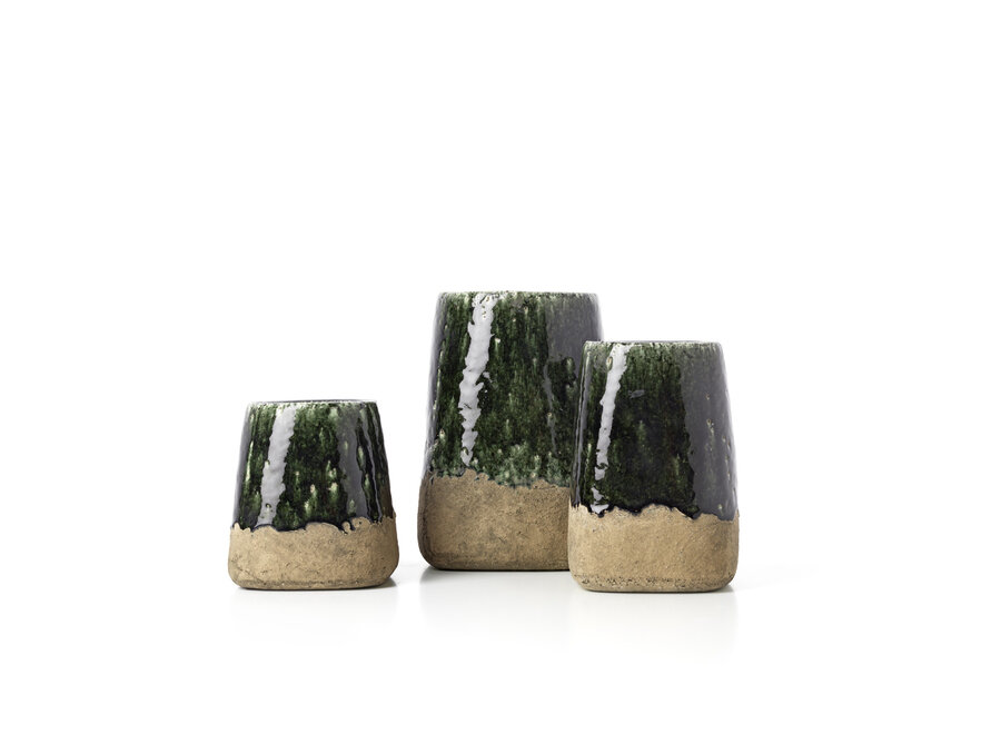 Il Vaso Conico Moss - Verde Cemento - S