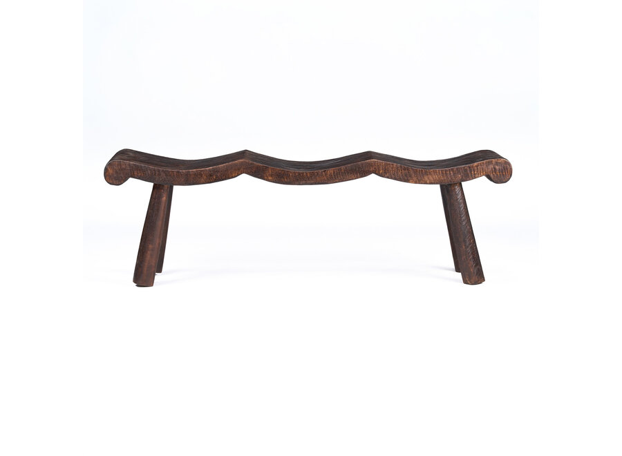 The Lombok Wave Bench - Dark Walnut - M