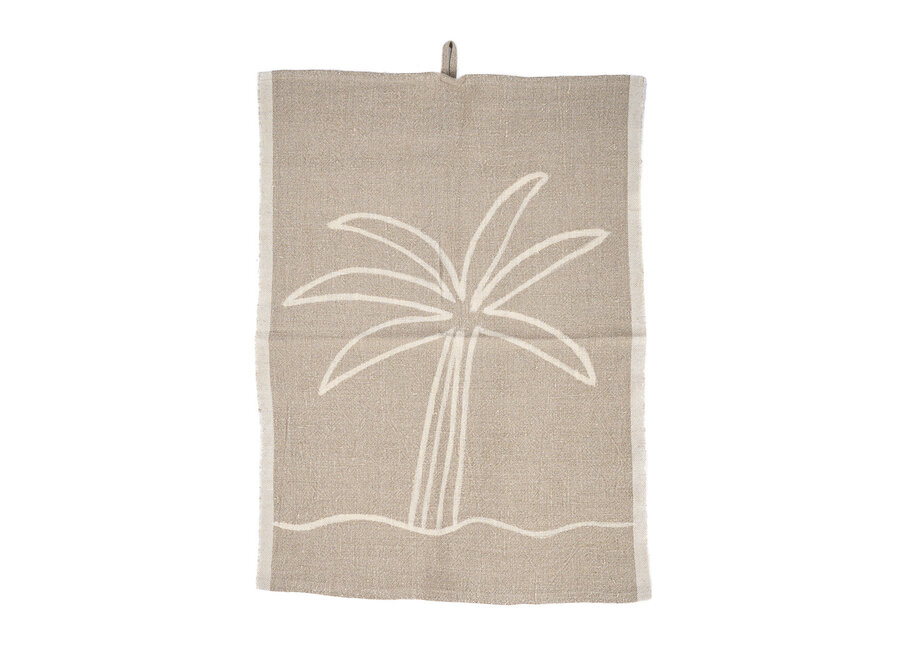 Le Torchons Palm Tree En Lin - Blanc Naturel - 50x70