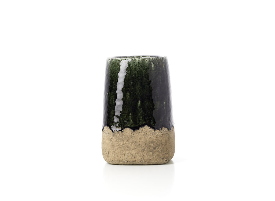 The Moss Conical Planter - Concrete Green - M