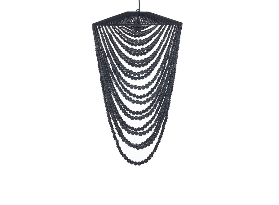 De Wooden Bead Kroonluchter - Zwart - L