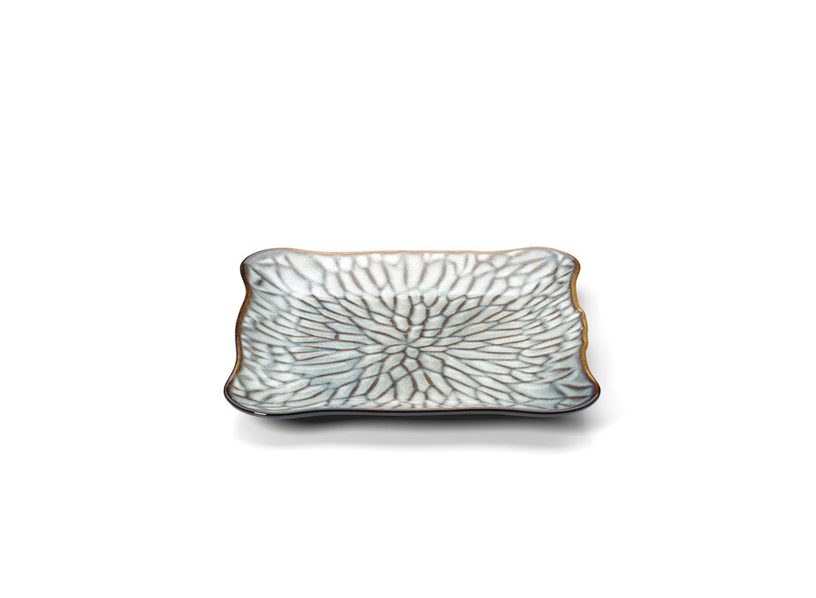 The Lotus Ice Square Plate - Grey Brown - L