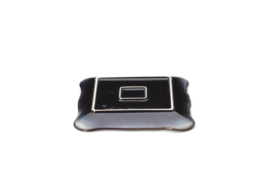 The Lotus Ice Square Plate - Grey Brown - L