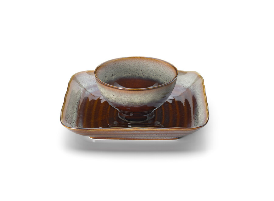 The Smoked Horizon Square Plate - Brown Grey - M