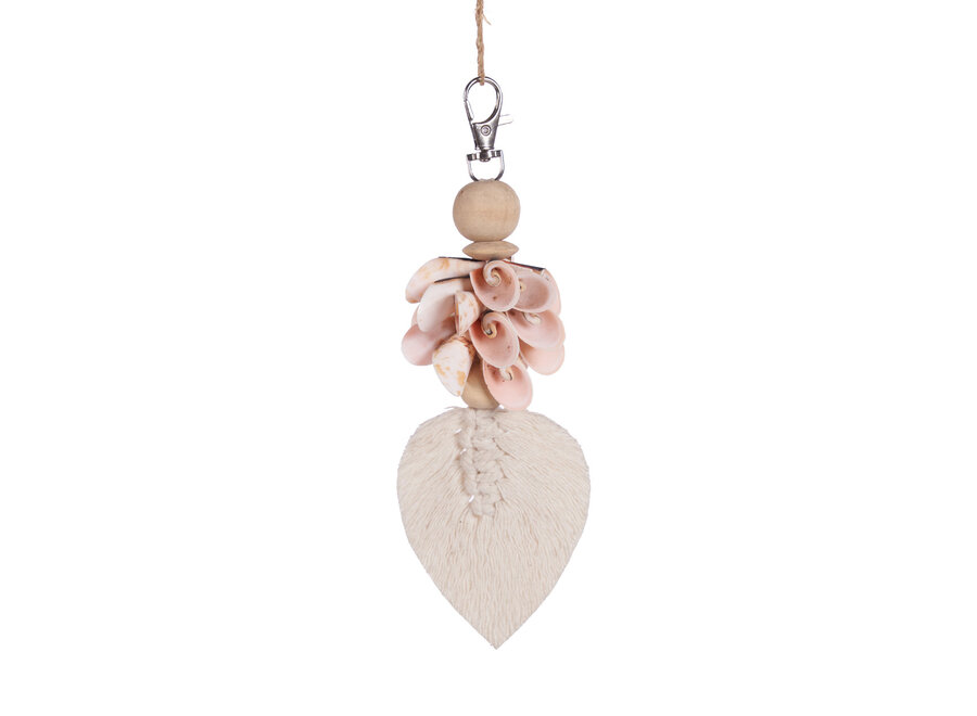 The Shiva Shell Keychain - Pink White