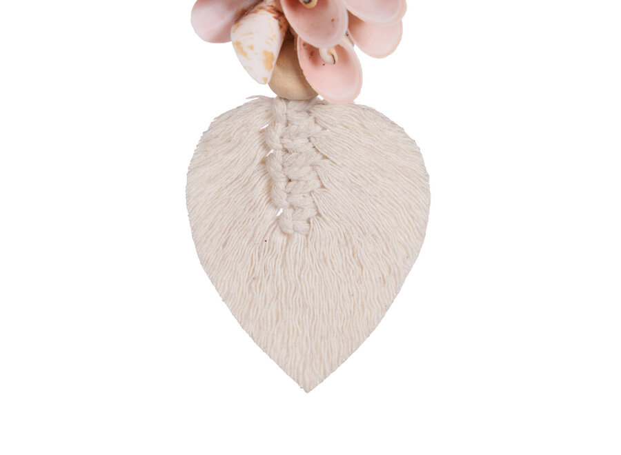 De Shiva Schelpen Sleutelhanger - Roze Wit