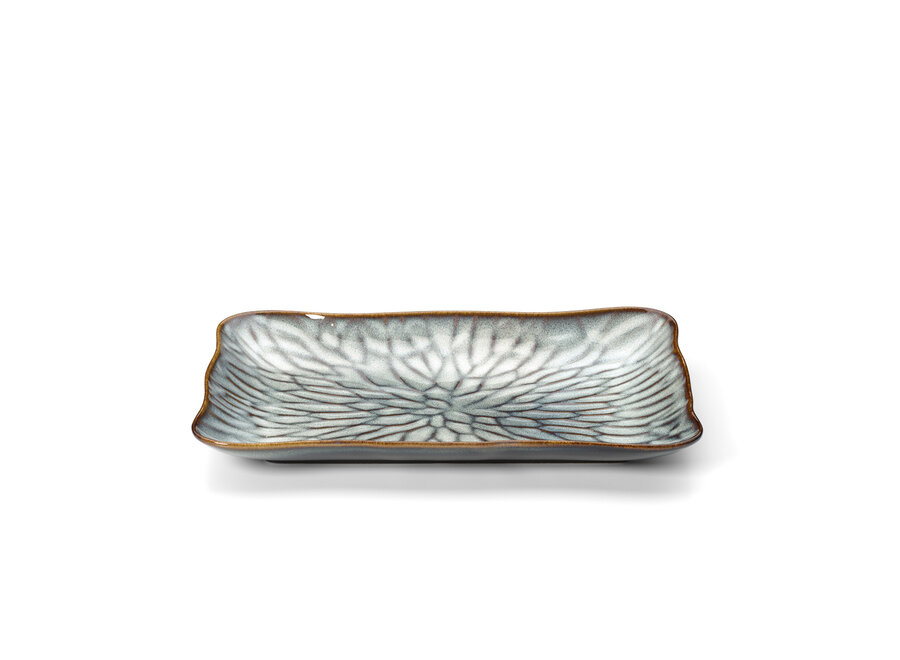 Der Lotus Ice Rechteckige Teller - Grau Braun - L