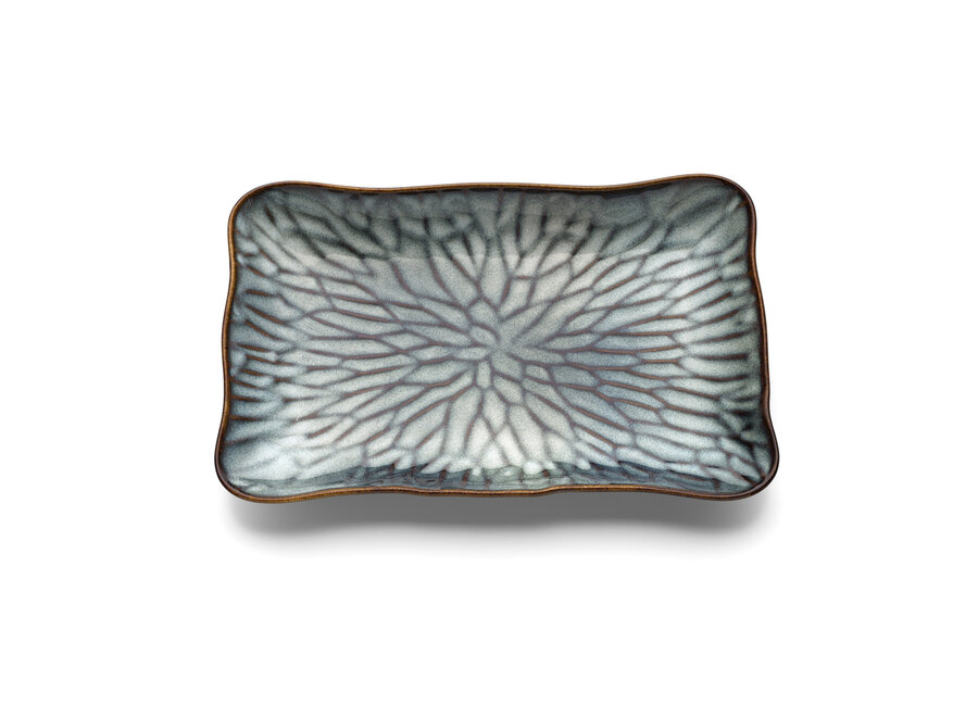 El Plato Rectangular Lotus Ice - Gris Marrón - L