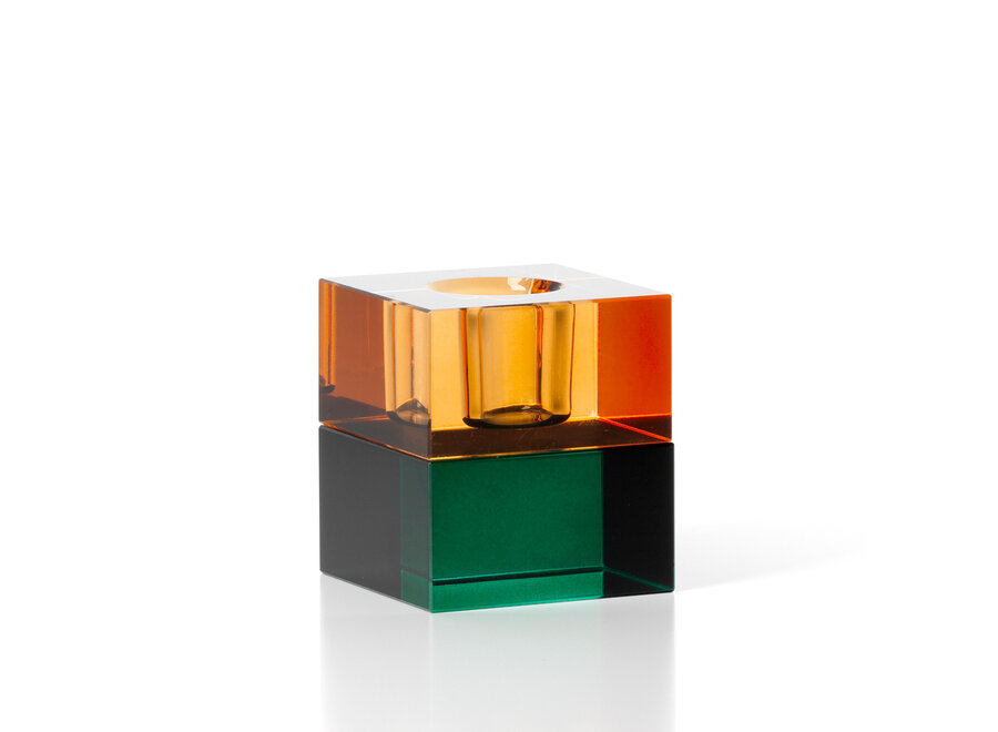 The Gem Blocks Candle Holder - Green Amber