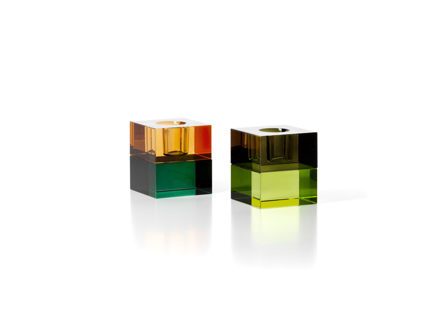 The Gem Blocks Candle Holder - Green Amber