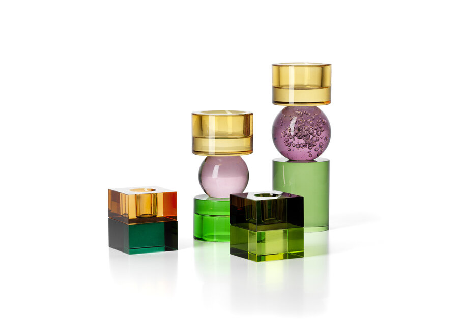 The Gem Blocks Candle Holder - Green Smoke