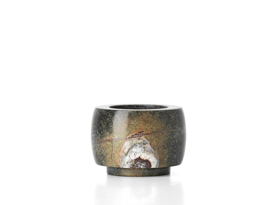 The Bidasar Marble Candle Holder - Green - Low