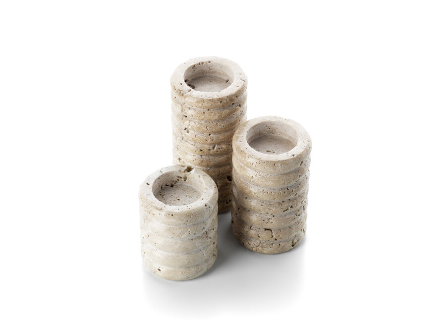 Le Photophore Travertine Ripple T-Light - Beige - M