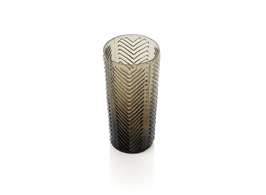 Das Herringbone Highball Glas - Rauchgrau