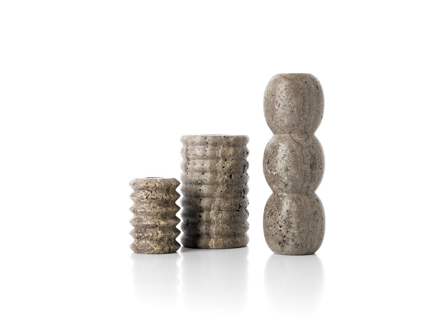 Der Travertine Totem Taper Kerzenhalter - Grau - L