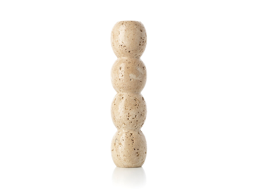 Der Travertine Totem Taper Kerzenhalter - Beige - L
