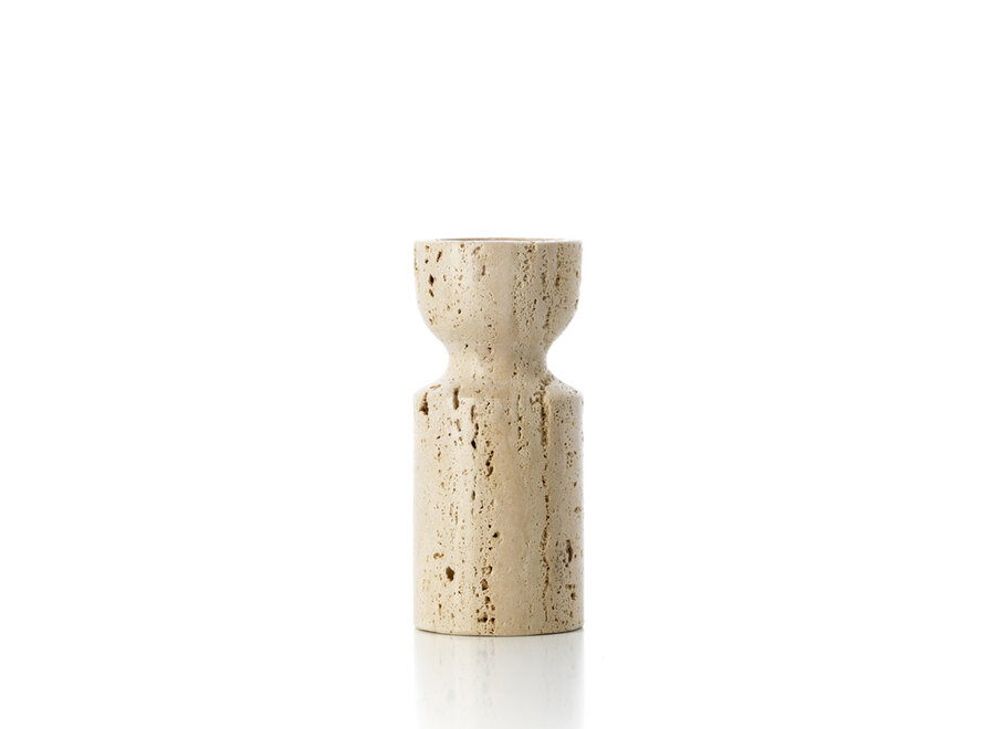 El Candelabro Reloj de Arena de Travertino - Beige - S