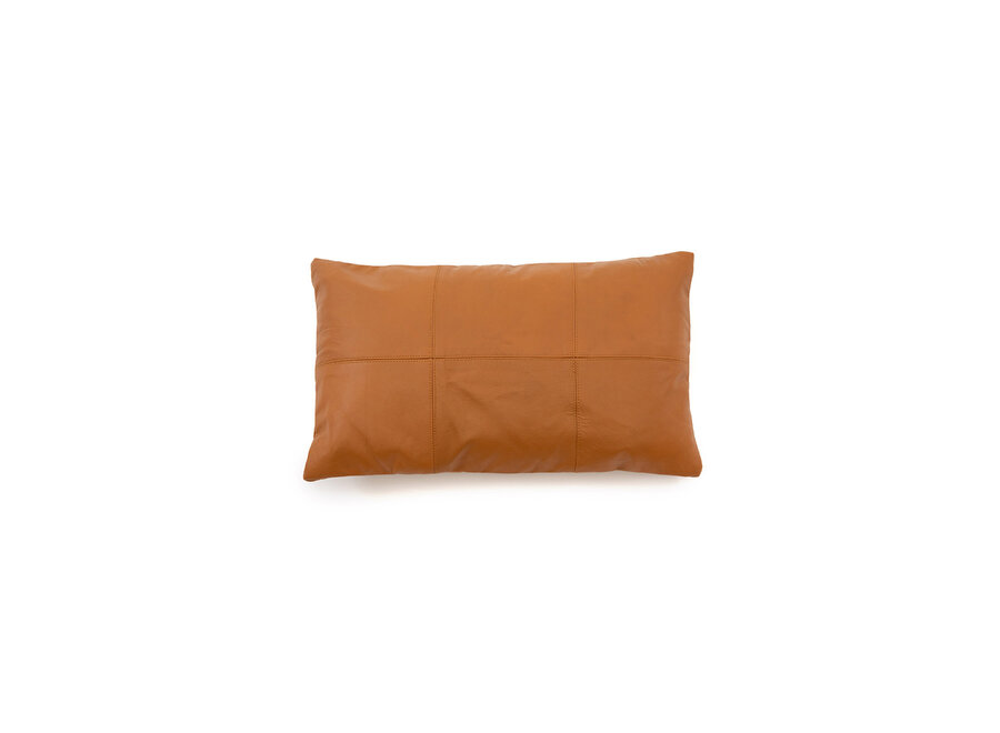Der Six Panel Leder-Kissenbezug - Camel - 30x50