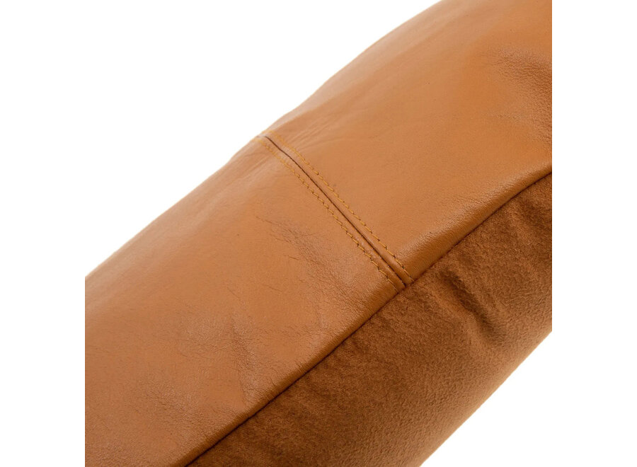 Der Six Panel Leder-Kissenbezug - Camel - 30x50