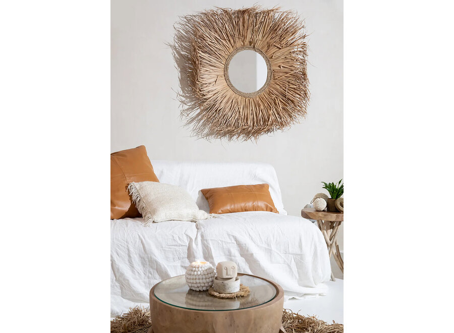 Der Six Panel Leder-Kissenbezug - Camel - 30x50