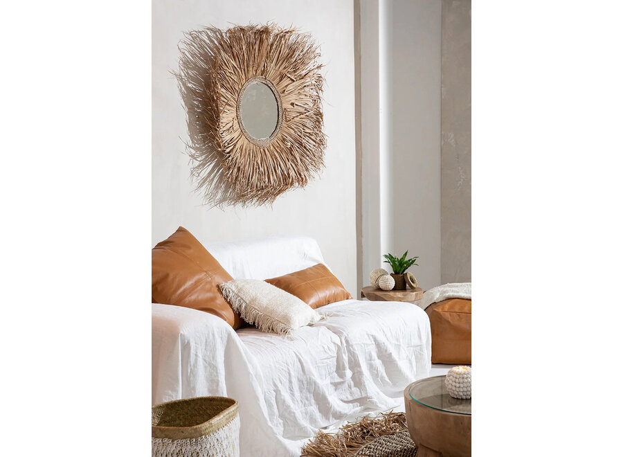 La Six Panel Housse de Coussin en Cuir - Camel - 30x50