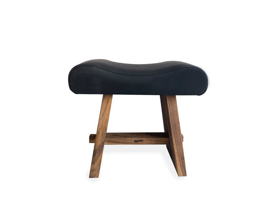 Der Suar Hocker Mit Leder - Natur Schwarz