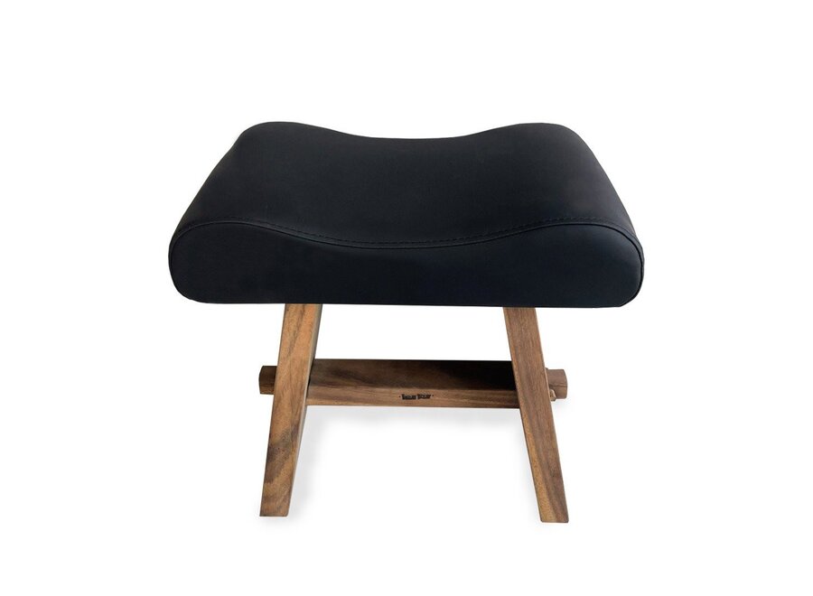 Lo Sgabello Suar Con Pelle - Naturale Nero