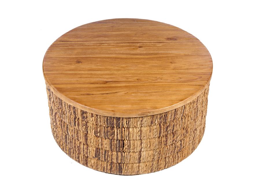 Mesa De Centro Redonda Magani De Abaca - Natural
