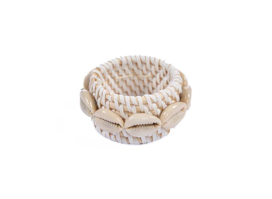 The Rattan Shell Napkin Ring - White