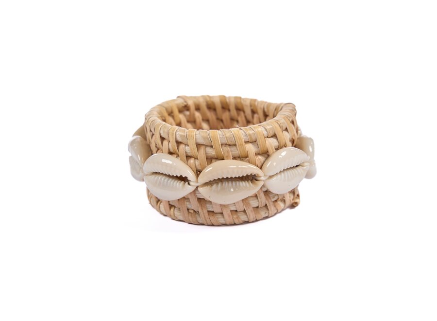 Die Rattan Shell Serviettenringe - Naturweiß