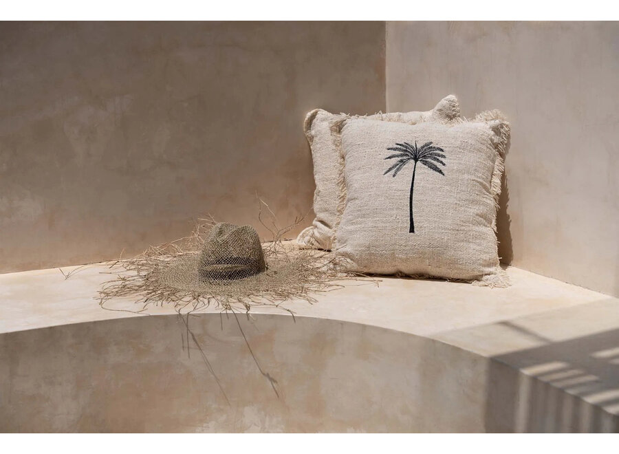 De Gili Palm Kussensloop - Natuurlijk Zwart