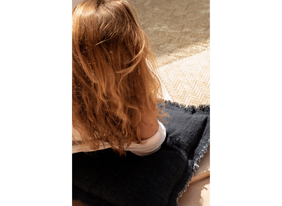 De Azure Fringe Kussensloop - Indisch Blauw