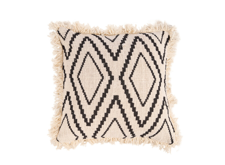 The Sahara Diamond Cushion Cover - Natural Black