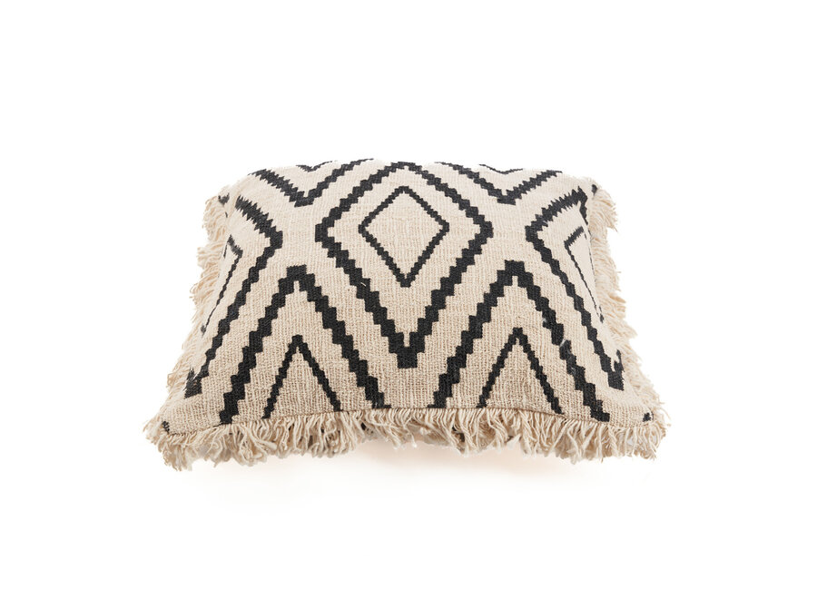 The Sahara Diamond Cushion Cover - Natural Black