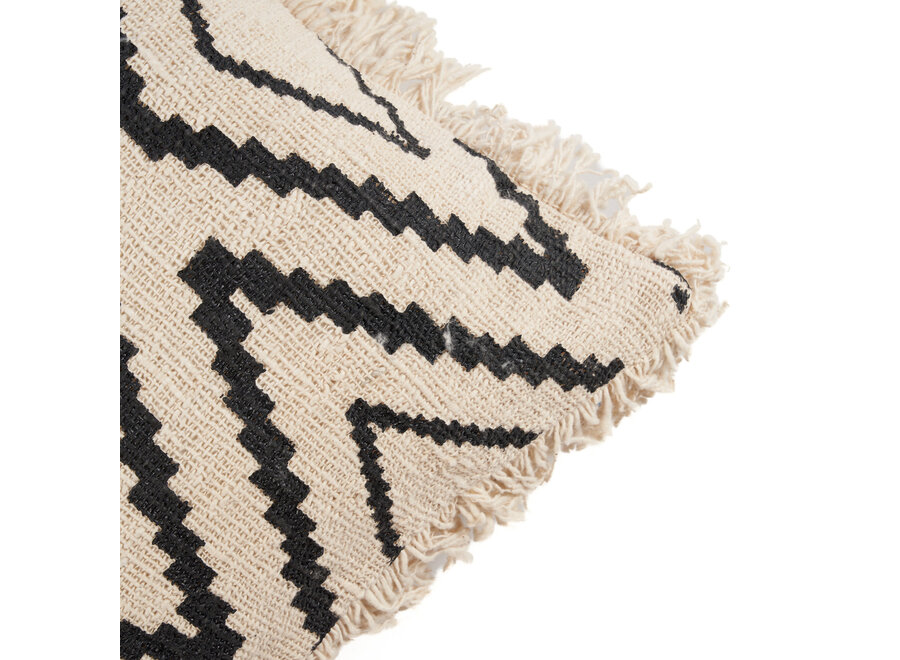 The Sahara Diamond Cushion Cover - Natural Black