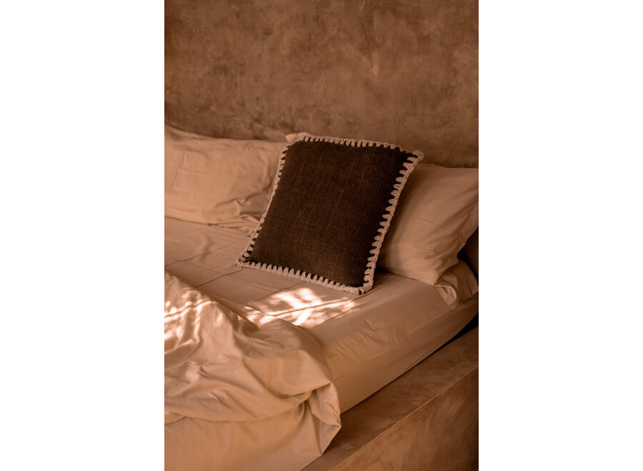 The Espresso Edge Cushion Cover - Brown White