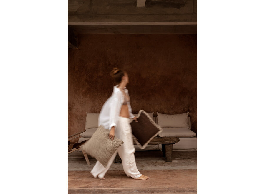 The Espresso Edge Cushion Cover - Brown White