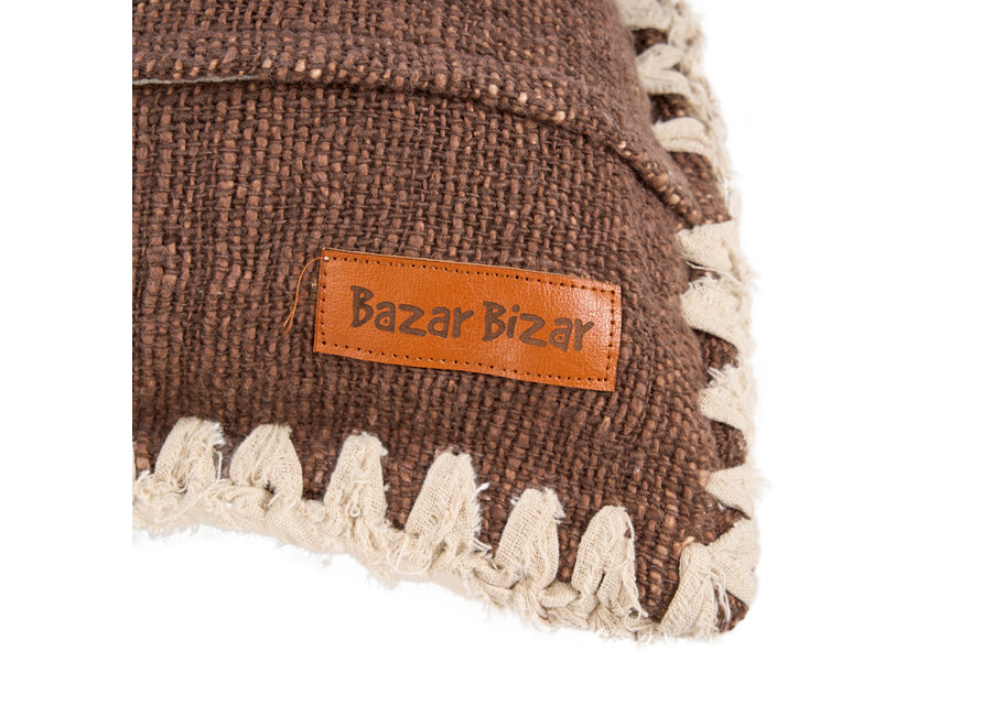 The Espresso Edge Cushion Cover - Brown White