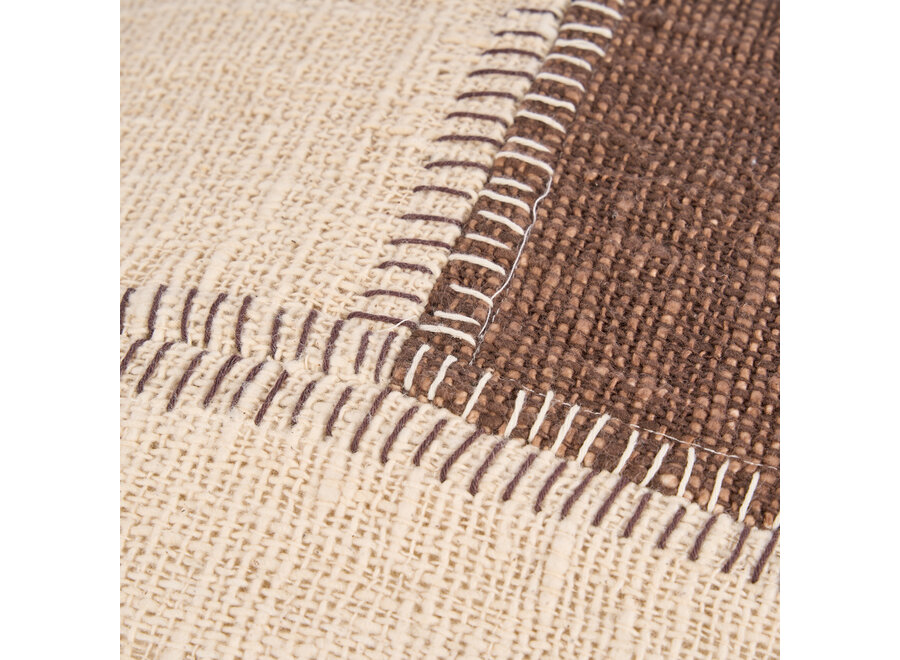 La Funda de Cojín Cocoa Patchwork - Marrón Natural
