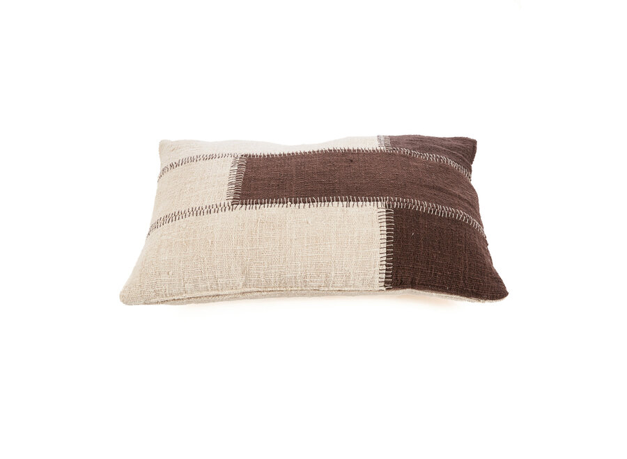 La Federa per Cuscini Cocoa Patchwork - Marrone Naturale