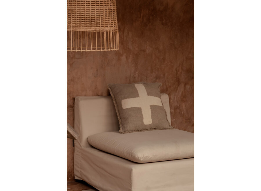 The Ivory Cross Cushion Cover - Natural White - 50x50