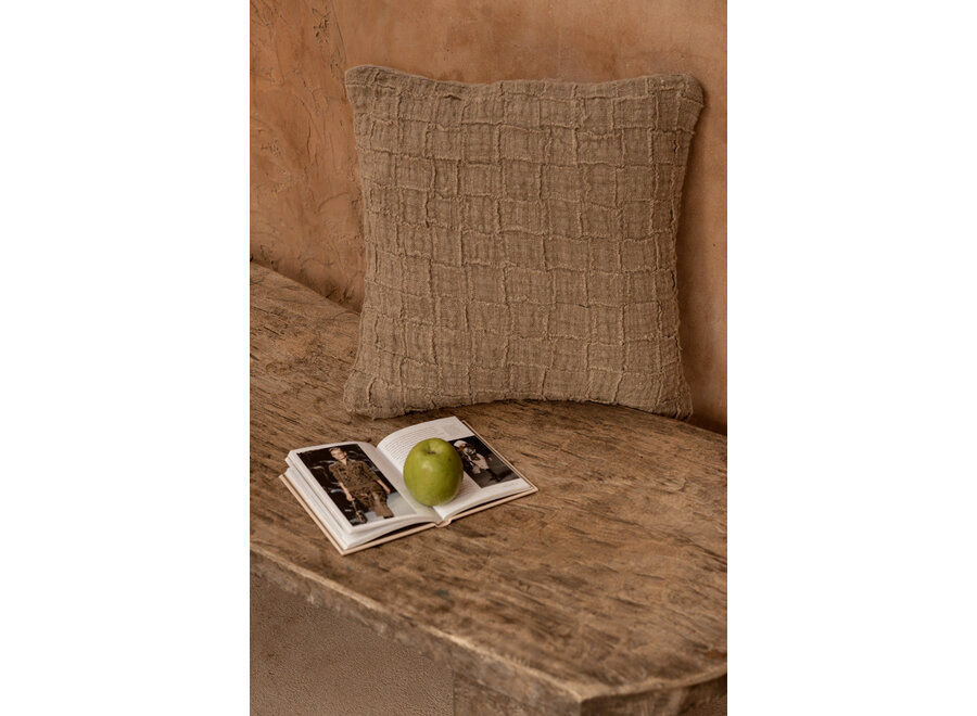 La Fodera per Cuscini Linen Damier - Naturale