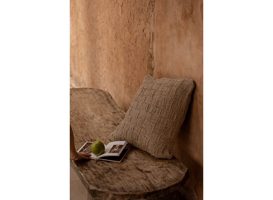 The Linen Damier Cushion Cover - Natural